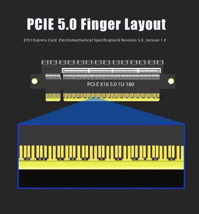 Alt view image 4 of 7 - PA17 PCIe 5.0 X16 Riser Adapter Card, Straight and Low-Profile for 1U/2U Server Installation