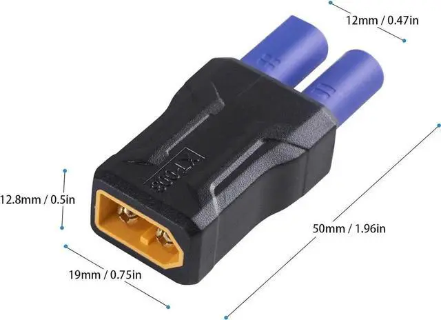 Alt view image 4 of 7 - XT60 to EC5 Connector 5Pack, EC5 to XT60 Male to Female Adapter Injection Molded Type RC Connector Adapter, No Wires Connectors RC Battery Adapter for Battery Micro Drone