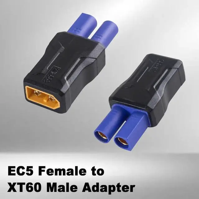 Alt view image 2 of 7 - XT60 to EC5 Connector 5Pack, EC5 to XT60 Male to Female Adapter Injection Molded Type RC Connector Adapter, No Wires Connectors RC Battery Adapter for Battery Micro Drone