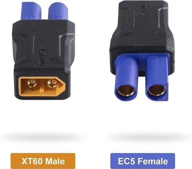 Alt view image 3 of 7 - XT60 to EC5 Connector 5Pack, EC5 to XT60 Male to Female Adapter Injection Molded Type RC Connector Adapter, No Wires Connectors RC Battery Adapter for Battery Micro Drone