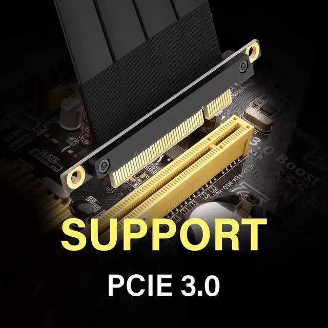 Alt view image 4 of 7 - PCIe 3.0 X8 Extension Cable PCI-E 8X Male to Female Riser Cable 25CM (90 Degree Female)