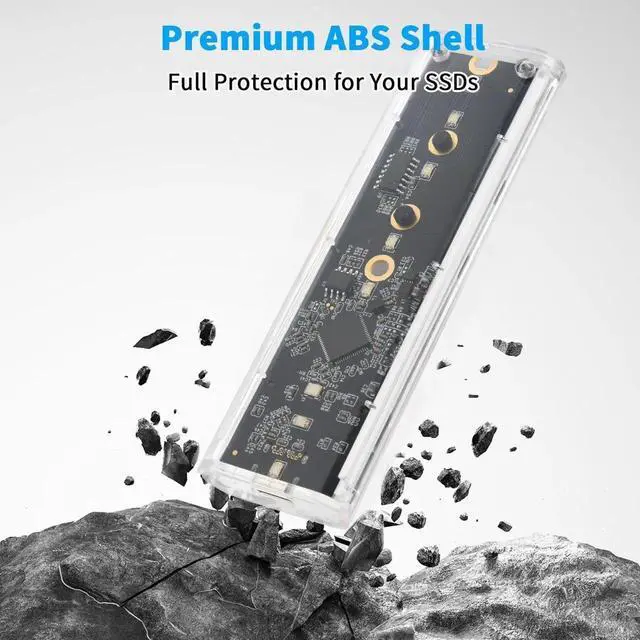 Alt view image 7 of 7 - Transparent M.2 NVMe SSD Enclosure with Colorful LED Lights, 10Gbps M2 SSD Enclosure Tool-Free NVMe to USB Adapter External Enclosure for M-Key SSD 2230 2242 2260 2280 Sizes Support UASP Trim