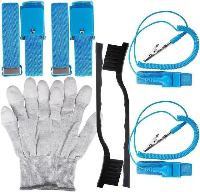 Alt view image 6 of 6 - Antistatic Wrist Strap 4Pack Components Anti-Static Wrist Straps Equipped ESD Antistatic Gloves and Antistatic Cleaning Brush