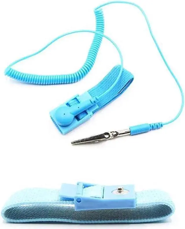 Main image of Anti Static Wrist Strap Band with Grounding Wire, Strap Anti Shock Wristband Bracelet with Grounding Wire, Alligator Clip, Extendable Long Cord and Anti Static Bracelet,Antistatic Band Ant(Blue