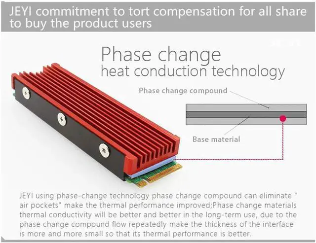 Alt view image 5 of 6 - JEYI Cooling Warship Pro NVME NGFF M.2 SSD Heat Sink Aluminum NGFF M.2 2280 Thermal Conductivity Silicon Wafer Cooling Heatsink