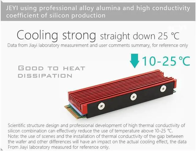 Alt view image 6 of 6 - JEYI Cooling Warship Pro NVME NGFF M.2 SSD Heat Sink Aluminum NGFF M.2 2280 Thermal Conductivity Silicon Wafer Cooling Heatsink