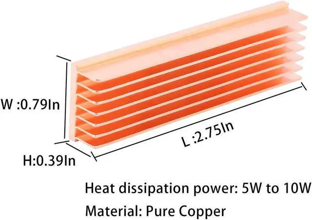 Alt view image 3 of 5 - M.2 Ssd Heatsink, Pure Copper Diy 7 Fins Heat Sinks With Thermal Pad For Pc / Ps5 M.2 Pcie Nvme Ssd Or M.2 Sata Ssd (1 Pcs)