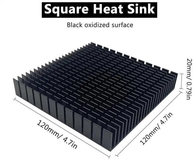 Alt view image 6 of 7 - JVFYI 120mm x 120mm x 20mm Aluminum Heatsink, Large Square Cooler for Router Cooling Base, Power Supply, IC, Graphics Card Memory Chip