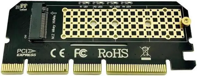 Alt view image 4 of 5 - PCIE to M2 Adapter PCI Express PCI E 3.0 X4 X8 X16 to M.2 NGFF M Key Connector M2 Nvme PCIE SSD Heatsink SSD Riser Card with LED