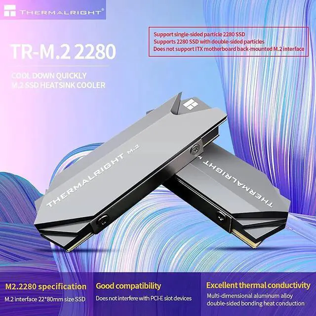 Alt view image 6 of 6 - Thermalright M.2 2280 Ssd Nvme Heatsink Cooler Double-Sided Heat Sink Alloy Aluminum With Silicone Thermal Pad For Laptop Pc Pcie Nvme Ssd