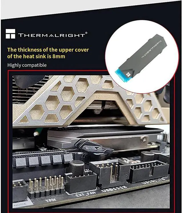 Alt view image 3 of 6 - Thermalright M.2 2280 Ssd Nvme Heatsink Cooler Double-Sided Heat Sink Alloy Aluminum With Silicone Thermal Pad For Laptop Pc Pcie Nvme Ssd