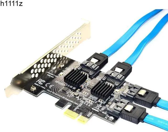 Alt view image 2 of 7 - 4 port SATA 3.0 to PCIe expansion Card PCI express PCI e SATA Adapter PCI-e SATA 3 Converter with Heat Sink for PC IPFS SSD HDD