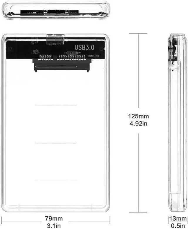 Alt view image 4 of 7 - 2.5" External Hard Drive Enclosure, SATA III to USB Type-C for HDD/SSD - Tool Free Installation, Transparent Design, Supports UASP and up to 2TB - Clear