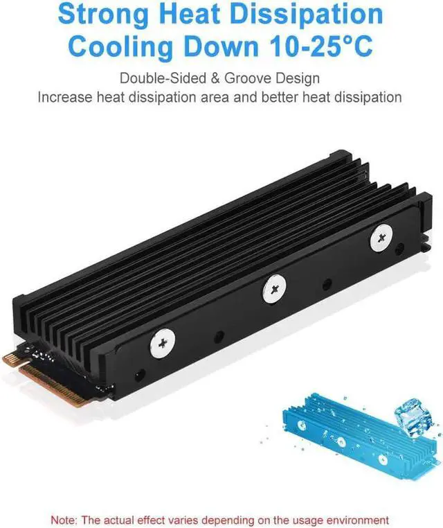Alt view image 2 of 5 - ELUTENG M.2 2280 Heatsink, Double-Sided Heat Sink Alloy Aluminum NGFF NVME Cooling Sink with 4 Thermal Conductivity Silicone Pads M.2 SSD Cooler Set for 2280 M.2 SSD