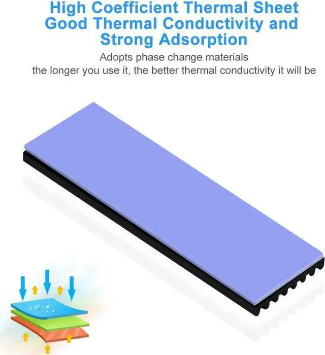 Alt view image 4 of 5 - ELUTENG M.2 2280 Heatsink, Double-Sided Heat Sink Alloy Aluminum NGFF NVME Cooling Sink with 4 Thermal Conductivity Silicone Pads M.2 SSD Cooler Set for 2280 M.2 SSD