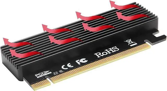 Alt view image 5 of 5 - SIIG Full Speed M.2 M Key Nvme SSD to PCIe Adapter, PCI Express X16 Card with Heatsink, Supports Windows 7/8/ 10, Supports 2230, 2242, 2260, 2280 Form Factor M.2 SSDS