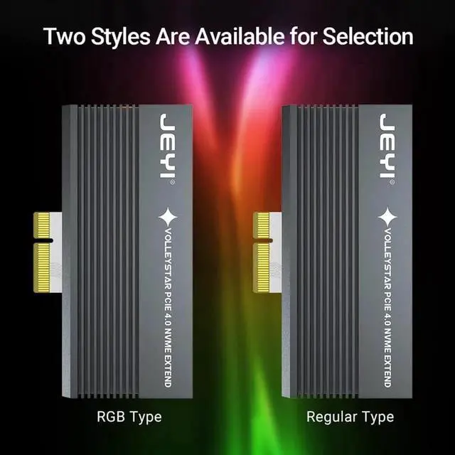 Alt view image 3 of 7 - JEYI VolleyStar-PRO Black Heat Sink Heatsink M.2 NVMe SSD NGFF to PCIE X4 Adapter MKey Port Card PCI-E 3.0 x4 Full Speed RGB LED (Grey)