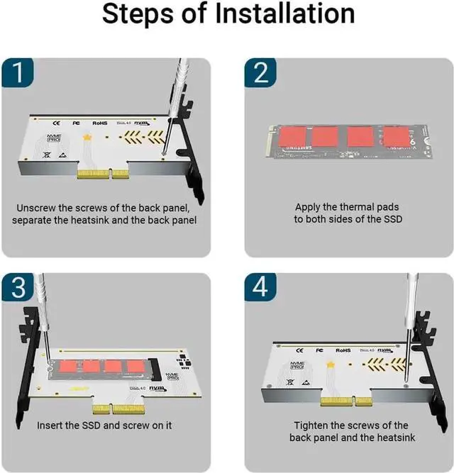Alt view image 5 of 7 - JEYI VolleyStar-PRO Black Heat Sink Heatsink M.2 NVMe SSD NGFF to PCIE X4 Adapter MKey Port Card PCI-E 3.0 x4 Full Speed RGB LED (Grey)