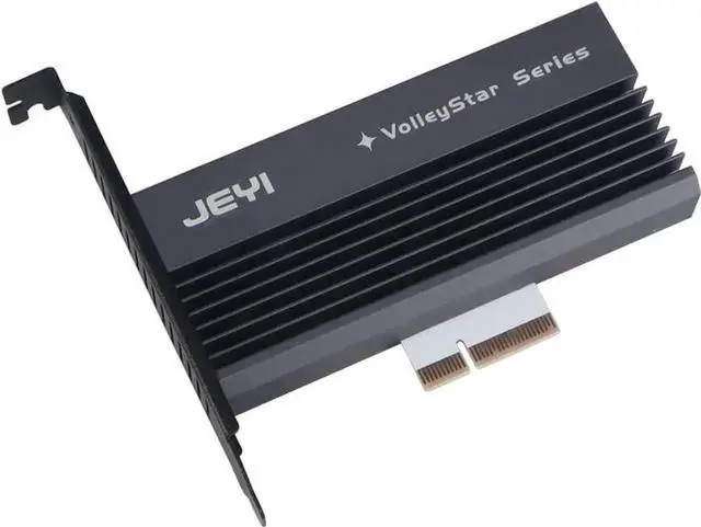 Main image of JEYI VolleyStar-PRO Black Heat Sink Heatsink M.2 NVMe SSD NGFF to PCIE X4 Adapter MKey Port Card PCI-E 3.0 x4 Full Speed RGB LED (Black)