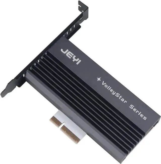Alt view image 2 of 7 - JEYI VolleyStar-PRO Black Heat Sink Heatsink M.2 NVMe SSD NGFF to PCIE X4 Adapter MKey Port Card PCI-E 3.0 x4 Full Speed RGB LED (Black)