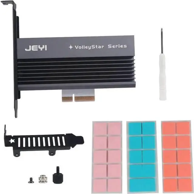 Alt view image 6 of 7 - JEYI VolleyStar-PRO Black Heat Sink Heatsink M.2 NVMe SSD NGFF to PCIE X4 Adapter MKey Port Card PCI-E 3.0 x4 Full Speed RGB LED (Black)