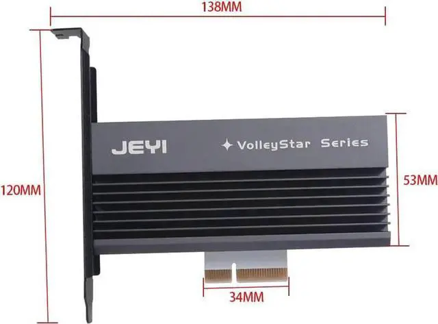 Alt view image 3 of 7 - JEYI VolleyStar-PRO Black Heat Sink Heatsink M.2 NVMe SSD NGFF to PCIE X4 Adapter MKey Port Card PCI-E 3.0 x4 Full Speed RGB LED (Black)
