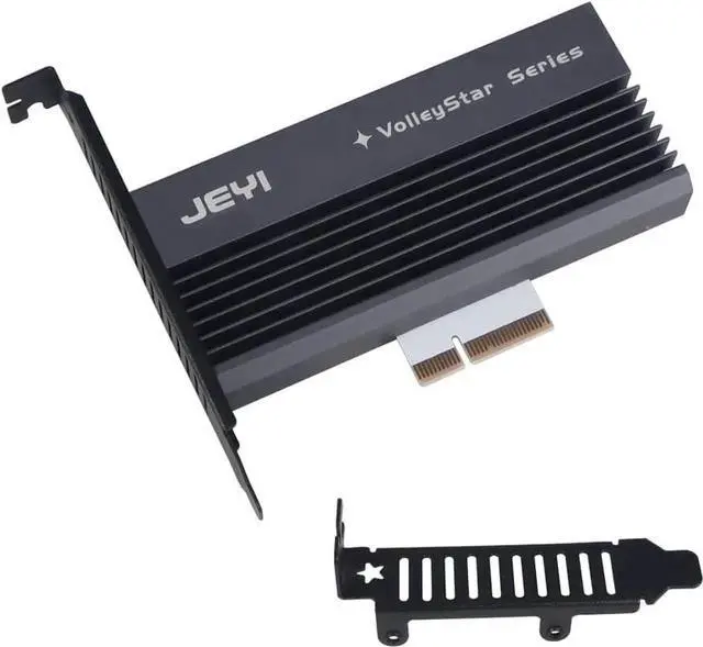Alt view image 5 of 7 - JEYI VolleyStar-PRO Black Heat Sink Heatsink M.2 NVMe SSD NGFF to PCIE X4 Adapter MKey Port Card PCI-E 3.0 x4 Full Speed RGB LED (Black)