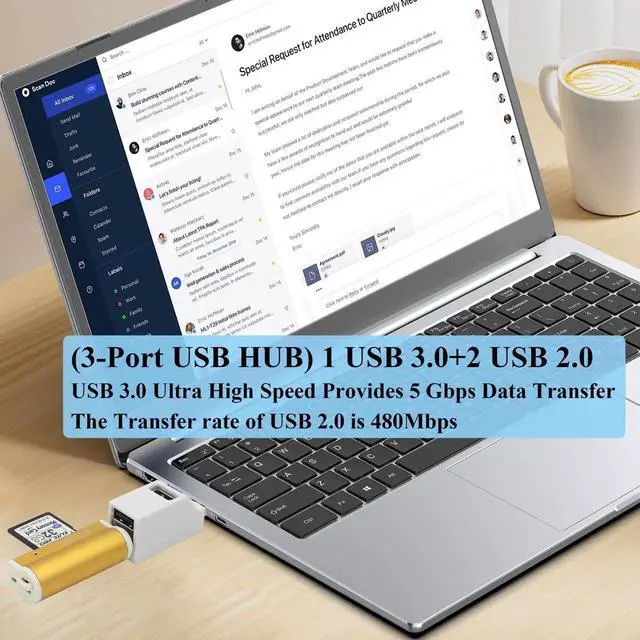 Alt view image 4 of 7 - USB 3.0 Hub Splitter 3-Port Portable USB Expander 1 Male to 2 USB2.0 A + 1 USB-3.0-A Female Charging&Data Transfer Adapters for Laptop,Mice,Car,Mac Pro,iMac,MacBook and More.(2Pack/White)