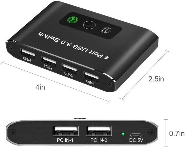 Alt view image 5 of 6 - USB 2.0 Switch, 2 Computers Sharing 4 Devices, USB 2.0 Switcher for Mouse, Keyboard, Printer, Scanner, Flash Drive, Compatible with Windows, Mac, Linux, Chrome OS