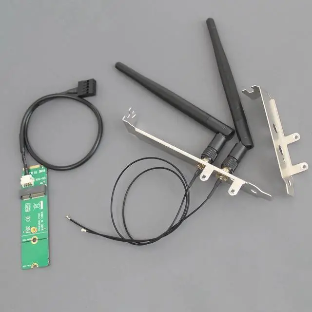 Alt view image 2 of 7 - WA04 M.2 Key E to Key M WiFi Adapter for M.2 WiFi 4/5/6/6e/7/Coral TPU Module, with 3.5-dBi SMA Antenna Kits