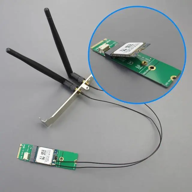Alt view image 4 of 7 - WA04 M.2 Key E to Key M WiFi Adapter for M.2 WiFi 4/5/6/6e/7/Coral TPU Module, with 3.5-dBi SMA Antenna Kits