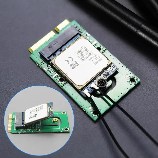 Alt view image 6 of 7 - WA03 M.2 Key E to Mini PCIe WiFi Adapter for M.2 WiFi 4/5/6/6e/7/Coral TPU Module, with 3.5-dBi SMA Antenna Kits