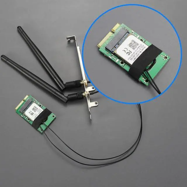 Alt view image 3 of 7 - WA03 M.2 Key E to Mini PCIe WiFi Adapter for M.2 WiFi 4/5/6/6e/7/Coral TPU Module, with 3.5-dBi SMA Antenna Kits