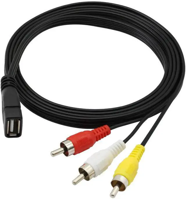 Alt view image 5 of 5 - USB to RCA Cable,USB A 2.0 Female to 3 RCA Male Jack Splitter Audio Video AV Composite Adapter Cable for TV/PC -5FT (USB 2.0 Female to RCA Male)