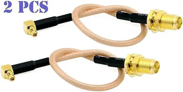 Main image of of 2 RF RG316 Pigtail RP-SMA Female Antenna Connector to MMCX Male Low Loss Coaxial Cable Adapter Right Angle (2.5 inches (6.5 cm))