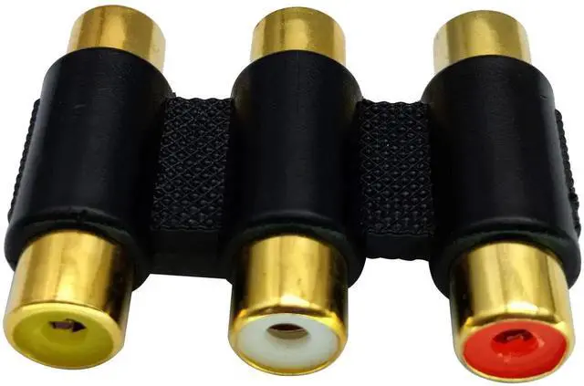 Alt view image 3 of 7 - 5-Pack 3 RCA Female to Female Adapter, Gold Plated, Black