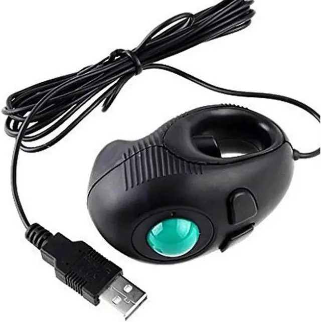 Main image of Ergonomic Handheld Trackball Mouse Wired Mini USB Portable Finger Travel Computer Right Left Handed Mice for PC Laptop Mac Window OS Linux Unix