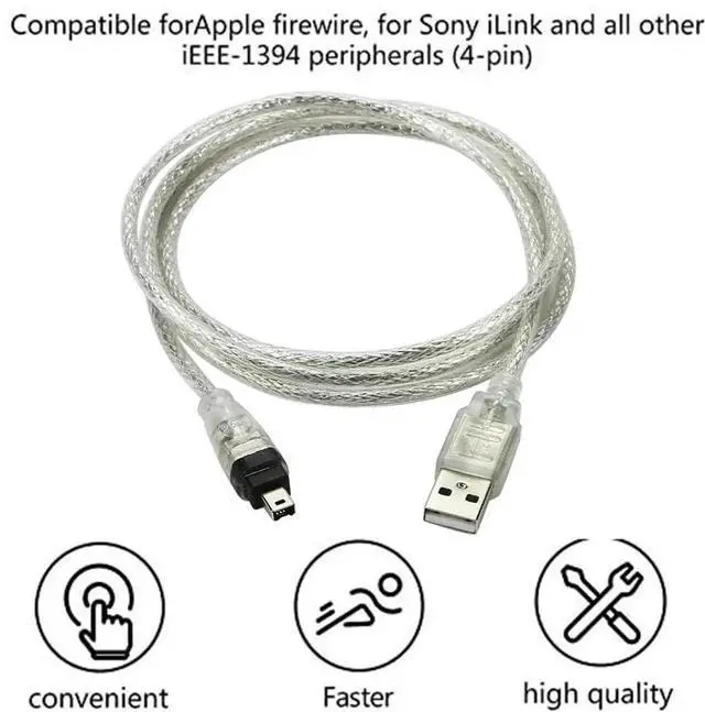 Alt view image 7 of 7 - 1.5m USB to IEEE 1394 Firewire 4 Pin Adapter Cable Converter Cord for iLink