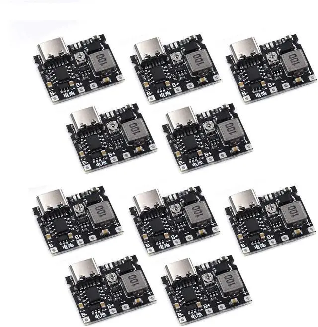 Main image of 18650 Lithium Li-ion 3.7V 4.2V Battery Charger Board DC-DC Step Up Boost Module TP4056 DIY Kit Parts Type-C 10pcs