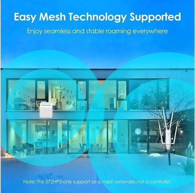 Alt view image 3 of 7 - AC1200 Outdoor WiFi Extender Long Range WiFi Repeater,Dual Band 2.4G&5GHz Weatherproof Outdoor Access Point with PoE Powered and Gigabit Port,Supports Mesh Extender/AP/Repeater Mode