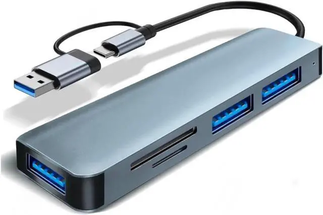 Main image of Aluminum 5 in 1 USB C Hub with 1*USB 3.0, 2* USB2.0, TF/SD Card Reader, Ultra Slim Portable USB Splitter Adapter for Laptop, PS4, Flash Drive, HDD, Xbox, Printer, Mouse, Keyboard