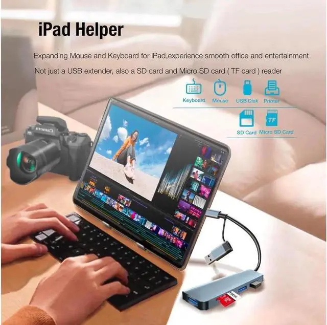 Alt view image 4 of 7 - Aluminum 5 in 1 USB C Hub with 1*USB 3.0, 2* USB2.0, TF/SD Card Reader, Ultra Slim Portable USB Splitter Adapter for Laptop, PS4, Flash Drive, HDD, Xbox, Printer, Mouse, Keyboard