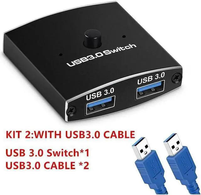 Main image of Bi-Directional USB Switch KVM USB HUB 3.0 Switcher Selector KVM Switch for PC Keyboard Mouse Printer 1 PC Sharing 2 Devices USB Switch,1In2 Out/2 In 1 Out Includes Two 3.3FT Data Cables