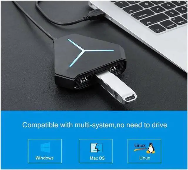 Alt view image 4 of 7 - USB Hub, 6-Port USB 2.0 Hub, with 3ft Cable for Multi-device Desktop Laptop, Notebook PC, Mobile HDD, and More, (6-port USB 2.0 Splitter)