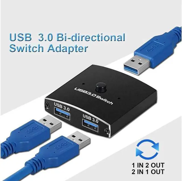 Main image of USB Switch USB 3.0 HUB Switch KVM Printer Computer Sharer 1 In 2 Out / 2 In 1 Out USB3.0 Splitter , Includes Two 3.3FT Data Cables