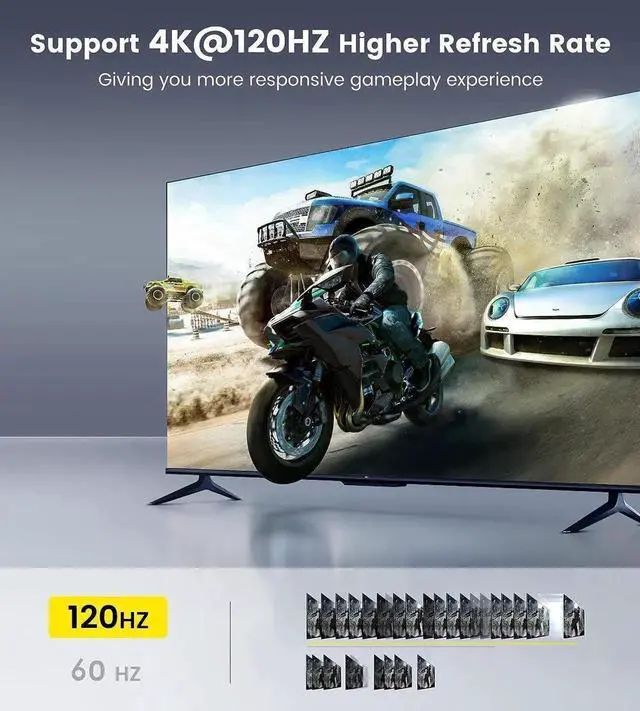 Alt view image 4 of 7 - HDMI Switch Splitter 4K@120hz, Aluminum Bidirectional HDMI Switcher 2 in 1 Out, HDMI Splitter 1 in 2 Out, HDMI Hub Supports 4K@120Hz,8K@60Hz for Xbox PS5/4/3 Blu-Ray Player Fire Stick HDTV