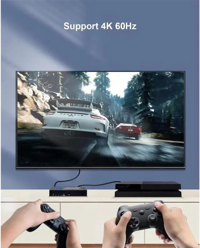 Alt view image 4 of 7 - 4K@60Hz HDMI Switch 4 in 1 Out 4K@60Hz, HDMI Splitter with Remote 4 Port HDMI Switcher Selector Support 3D 4K HDR HDCP2.2 Compatible with PS5/4/3 Xbox Nintendo Switch Roku TV Fire Stick