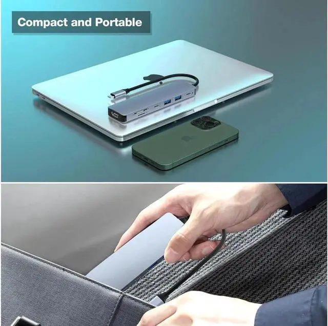 Alt view image 5 of 7 - USB C Hub, 7 in 1 USB C to HDMI Multiport Adapter, 4K HDMI, Power Delivery 100 W, 2*USB 3.0 Port, USB C , SD/TF Card Reader, USB C Dongle for MacBook Pro/Air, Laptop and USB C Devices