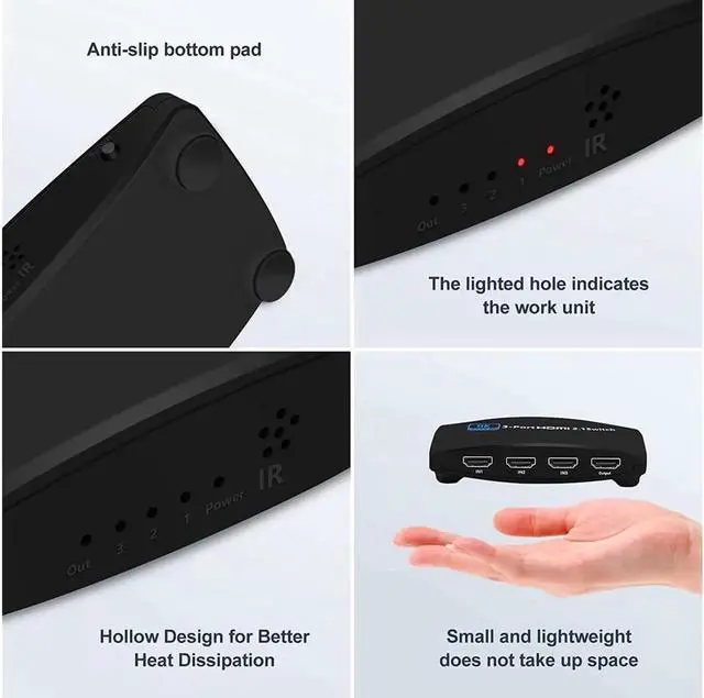Alt view image 6 of 7 - 8K HDMI 2.1 Switch, HDMI Switch 4K 120Hz, 3 Port HDMI Switcher Selector Box, Supports 8K@60Hz, 4K@120Hz, 4K@60Hz 48Gbps High Speed for PS4/5 Roku Xbox TV Monitor Projector (OZ8Q3)