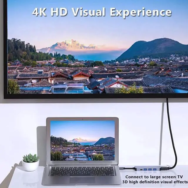 Alt view image 5 of 7 - USB C Hub, 5 in 1 USB C to 4K HDMI Splitter, USB 3.0, 2*USB 2.0, 4K HDMI Port, PD 100W Charging, for iPad Pro MacBook Pro Laptops and More